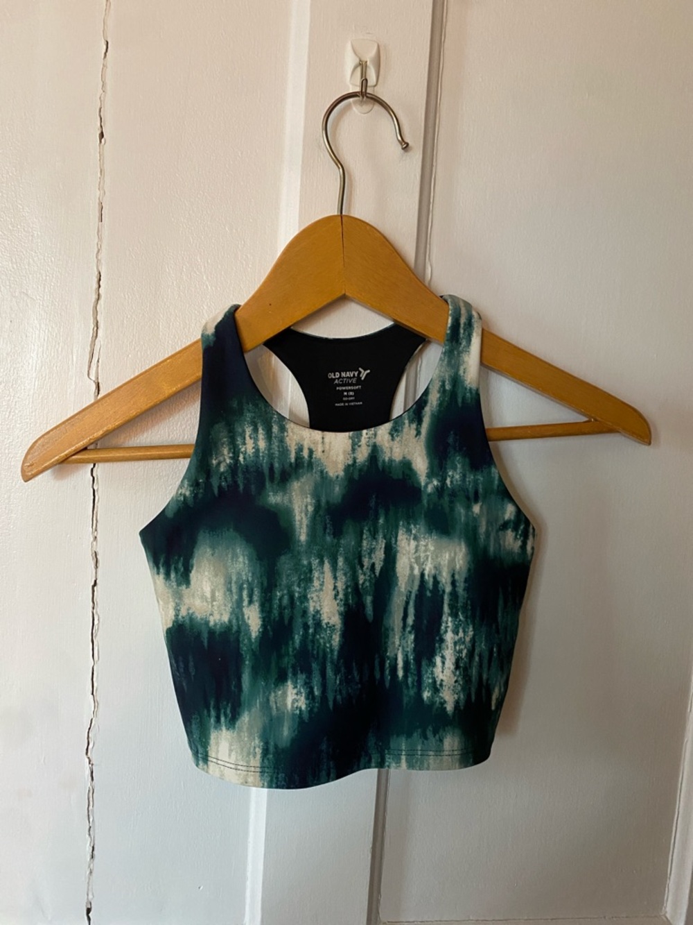 Old Navy Green and Cream Tie-Dye Racerback Crop Tank